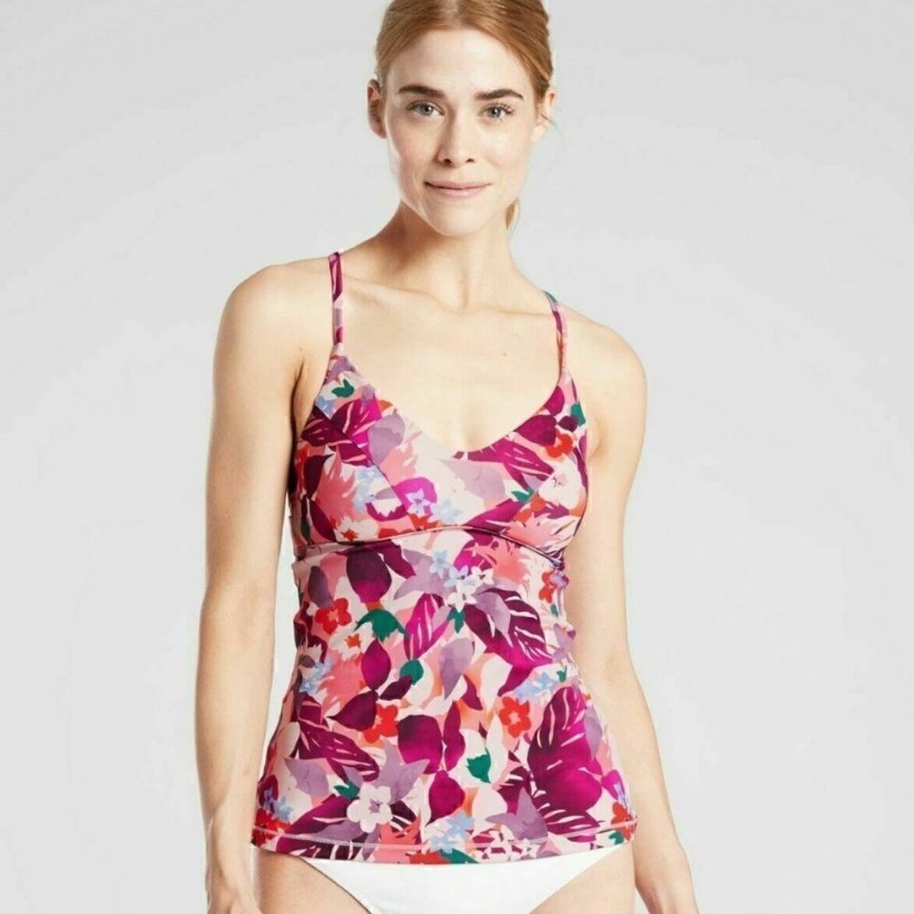 Athleta Daybreak Tropical Triangle Tankini Swim Top